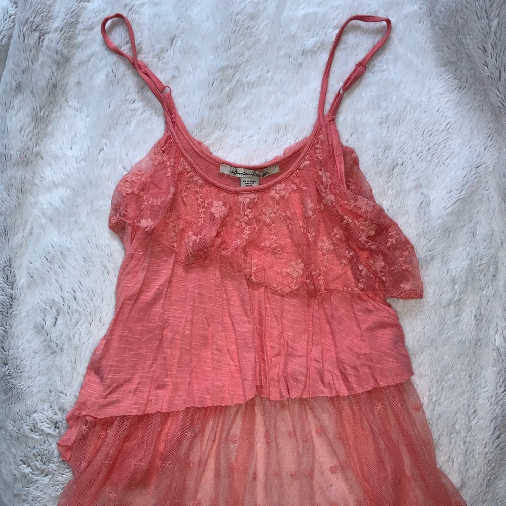american rag coral tiered ruffle tank